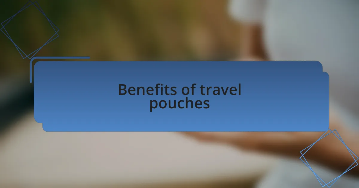 Benefits of travel pouches