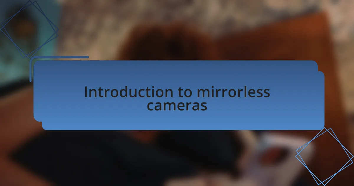 Introduction to mirrorless cameras