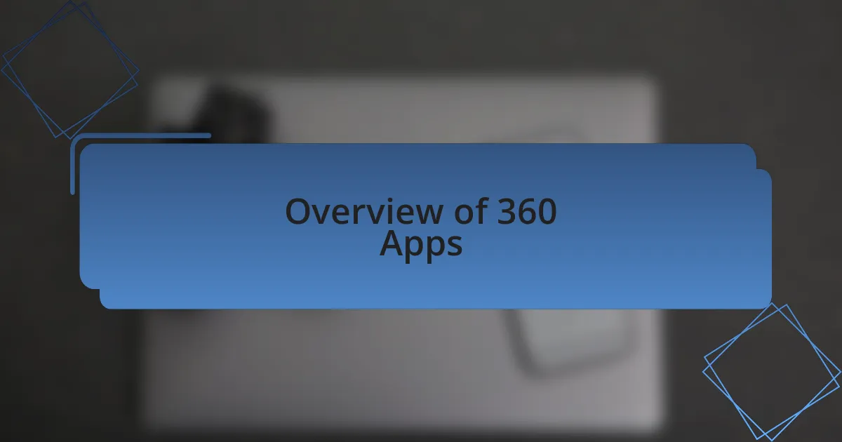 Overview of 360 Apps