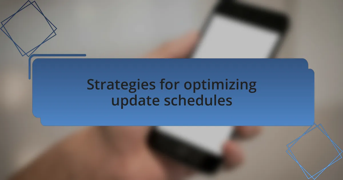 Strategies for optimizing update schedules